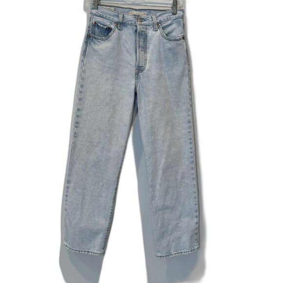 Levi's Ribcage Straight Ankle Jeans Light Wash Denim 100% Cotton Women sz 26 - Picture 2 of 11